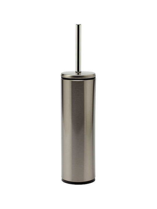 SteweHome Metallic Bathroom Brush and Trash Can Set