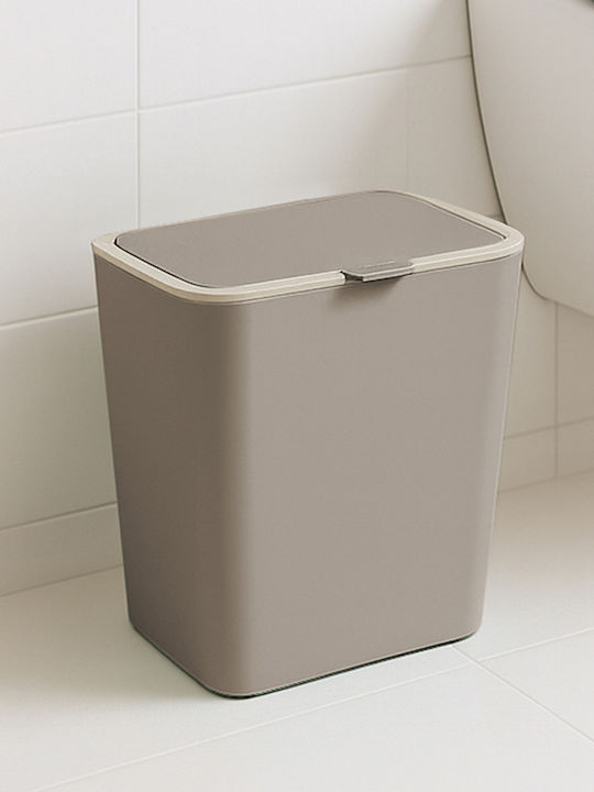 SteweHome Plastic Bathroom Brush and Trash Can Set 6l Beige