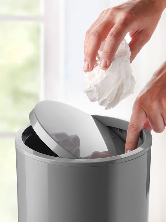 SteweHome Plastic Bathroom Brush and Trash Can Set 6l Grey