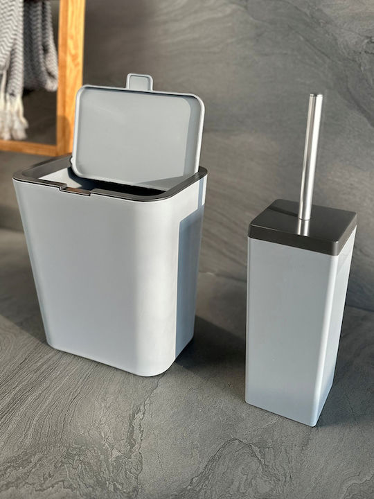 SteweHome Plastic Bathroom Brush and Bin Set 6l Grey