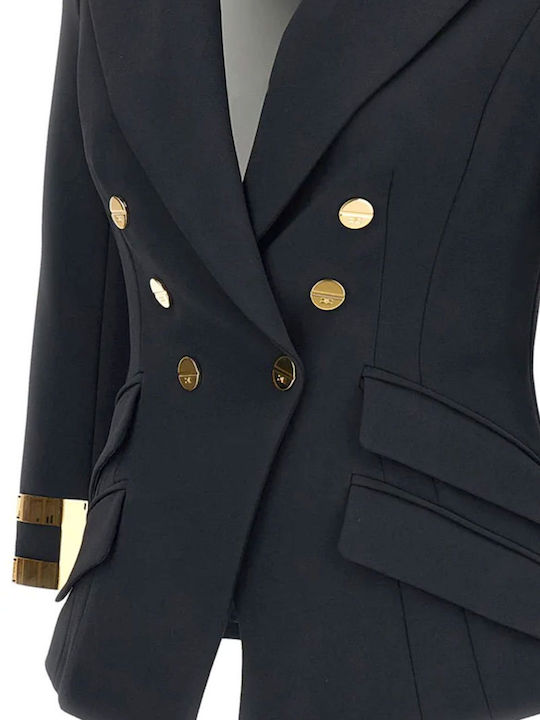 Elisabetta Franchi Women's Double Breasted Black Blazer