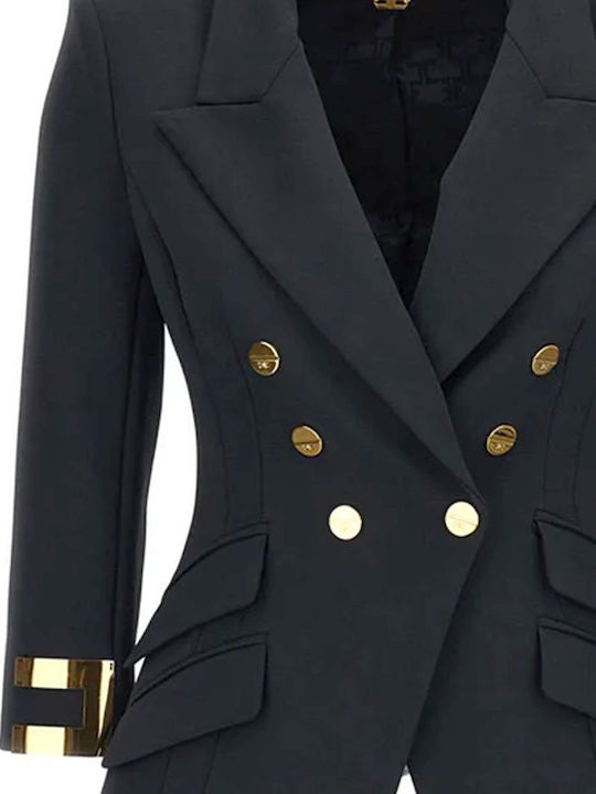 Elisabetta Franchi Women's Double Breasted Black Blazer