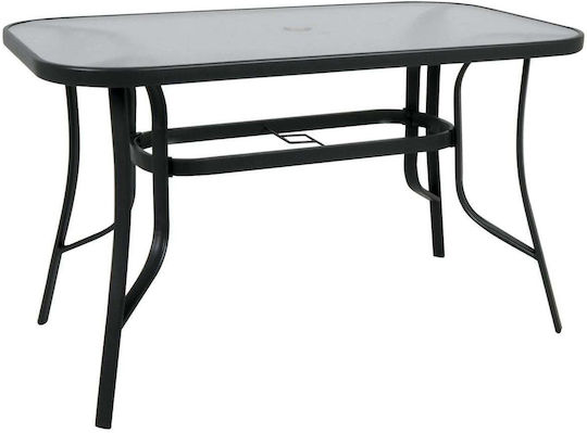 Outdoor Metal Table with Glass Top Rio Black 140x80x71cm E2502,5