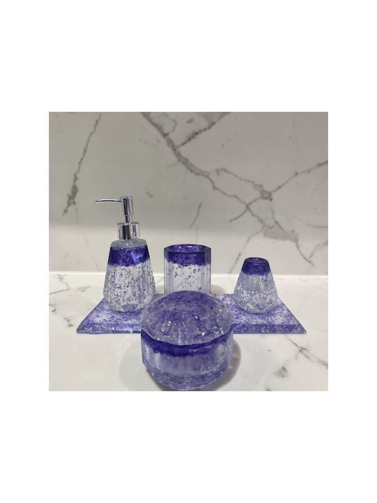 SteweHome Set Accesorii Baie Rășină Violet SteweHome Set Accesorii Baie Rășină Violet