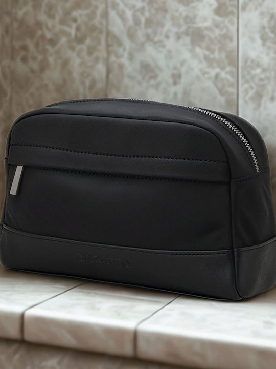Neseser Cosmetic Negru Din Material Piele Eco Dimensiuni 25.5x14x6 Cm Geantă De Toaletă De Călătorie Impermeabilă Universală Geantă De Machiaj Spațioasă Ușoară Zg981
