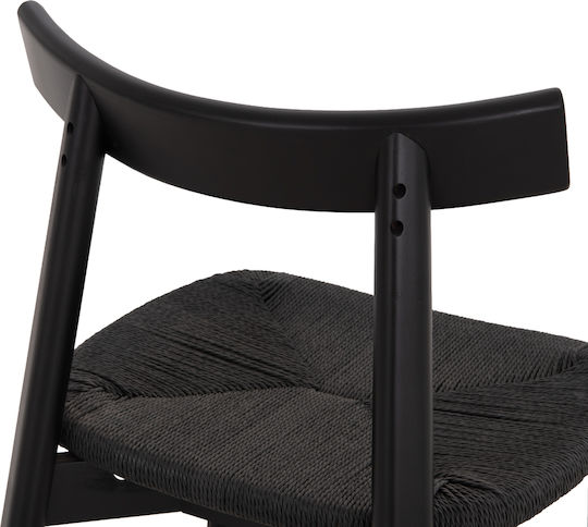 Rubberwood Καρέκλες Τραπεζαρίας Ξύλινες Μαυρο 2τμχ 51x55x74εκ.