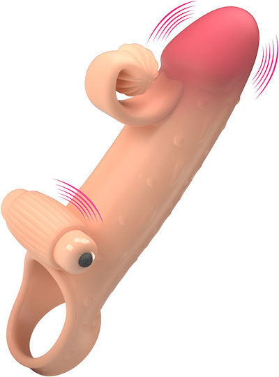 Manson Realistic Extensie Penis Vibrație Inel Testicular Stimulare Clitoridiană G-spot Material Sigur Fără Bpa Rezistent La Apă Eiaculare Întârziată Flexibil Reglabil Ușor De Curățat 20 X 4.2 Cm Nude