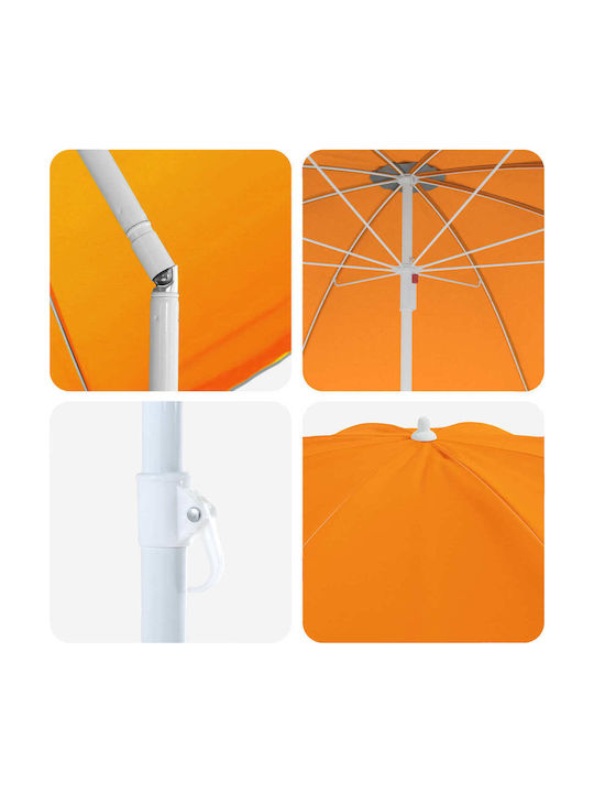 Round Aluminum Garden Parasol Orange Diameter 1.6m
