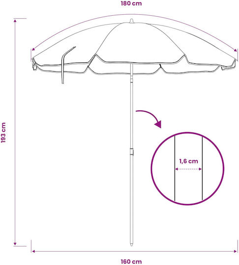 Umbrelă Rotundă Metalică Portocalie Φ1.6m