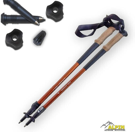 Alpin Telescopic Trekking Poles 2 Pieces Orange