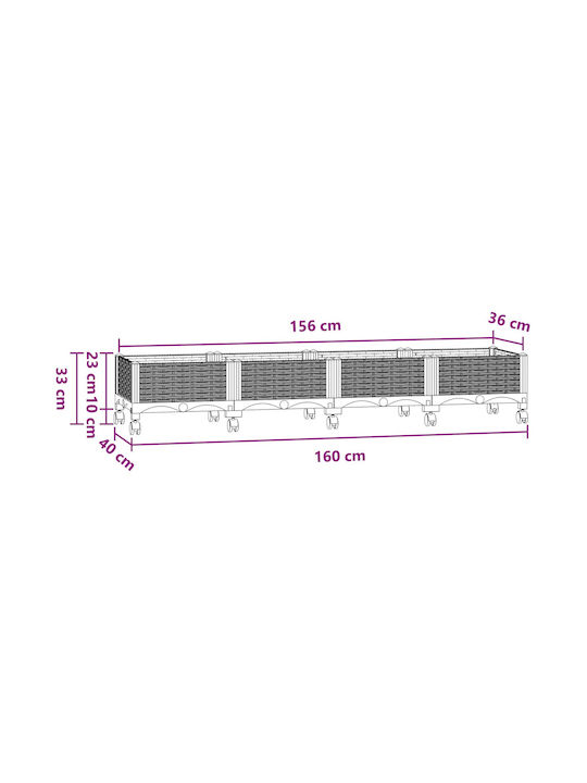 vidaXL Пластмасова Кутия За Саксии Синьо Сиво 160x40x33см