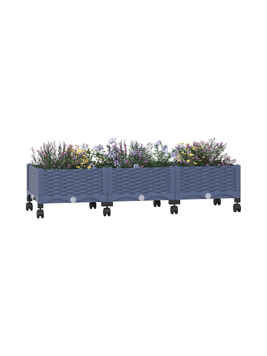 vidaXL Ζαρντινιέρα Πλαστική Μπλε Γκρι 120x40x33εκ.
