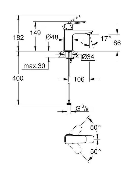 Grohe Basin Миксер Батерия За Умивалник Сребриста