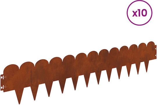 vidaXL Metal Garden Hedge in Brown Color 20cm x 1.03m 10 Pieces