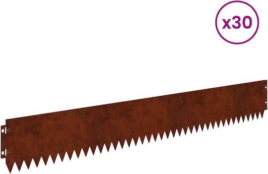 vidaXL Metal Garden Hedge in Brown Color 15cm x 1.03m 30 Pieces