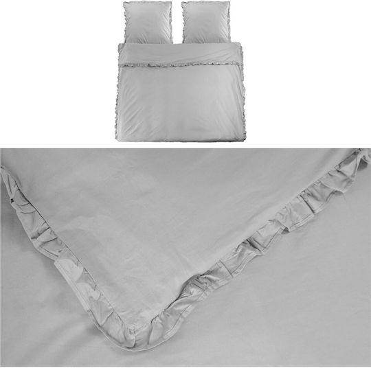 Jemidi24 Σετ Παπλωματοθήκη Βαμβακερή 220x240cm Υπέρδιπλη με 2 Μαξιλαροθήκες Gray