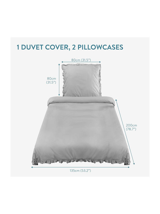 Jemidi24 Set Huse Pentru Pilote 135x200cm Simplă Cu Față De Pernă Gri