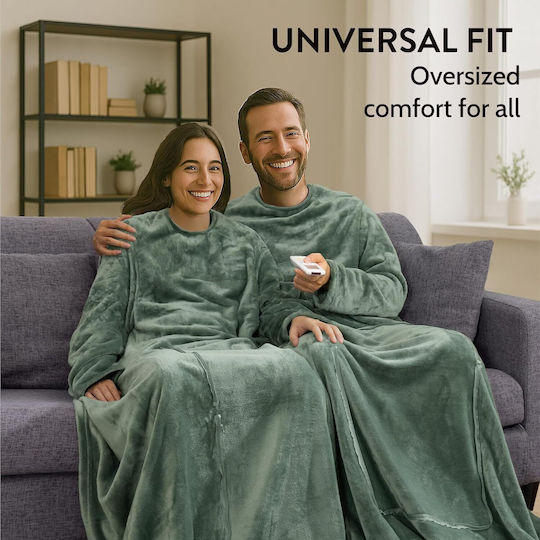 Homelevel Pătură Polar Fleece Cu Mâneci 200x150 cm Verde
