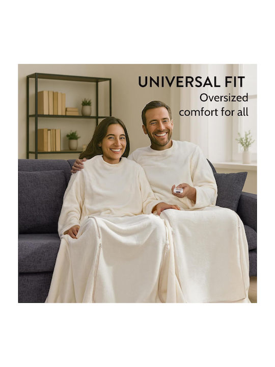 Homelevel Pătură Polar Fleece Cu Mâneci 200x150cm Ecru