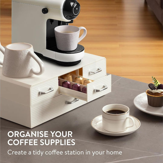 Navaris Suport Pentru Capsule Cafea 96 Capsule Compatibil Nespresso 4 Sertare 34 X 32 X 13 Cm Plastic Crem