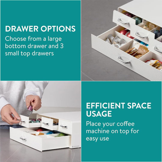 Navaris Suport Pentru Capsule Cafea 96 Capsule Compatibil Nespresso 4 Sertare 34 X 32 X 13 Cm Plastic Crem