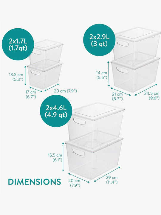 Navaris Kunststoff Aufbewahrungsbox mit Deckel Transparent 6 Stück