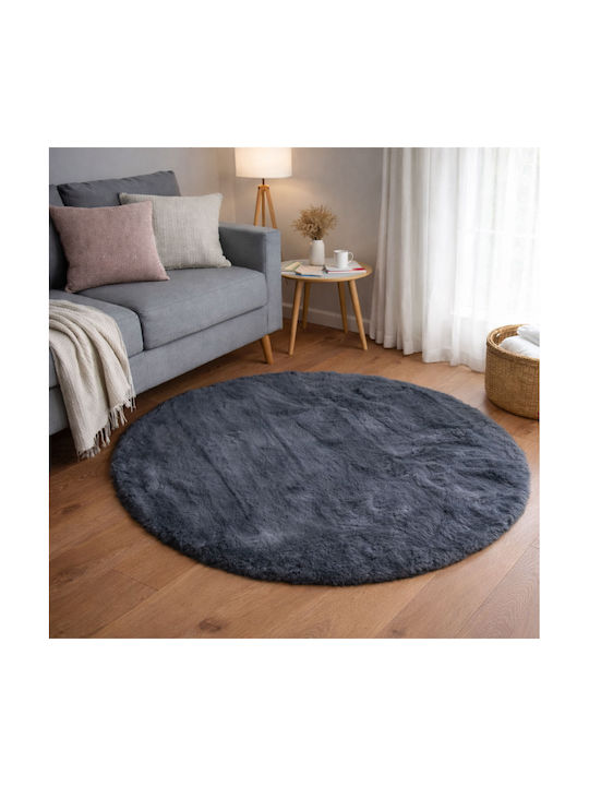 Ravelia Anti-slip Rug Round Furry Gray
