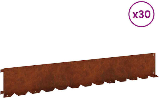 vidaXL Metal Garden Hedge in Brown Color 1.02m x 15cm 30 Pieces
