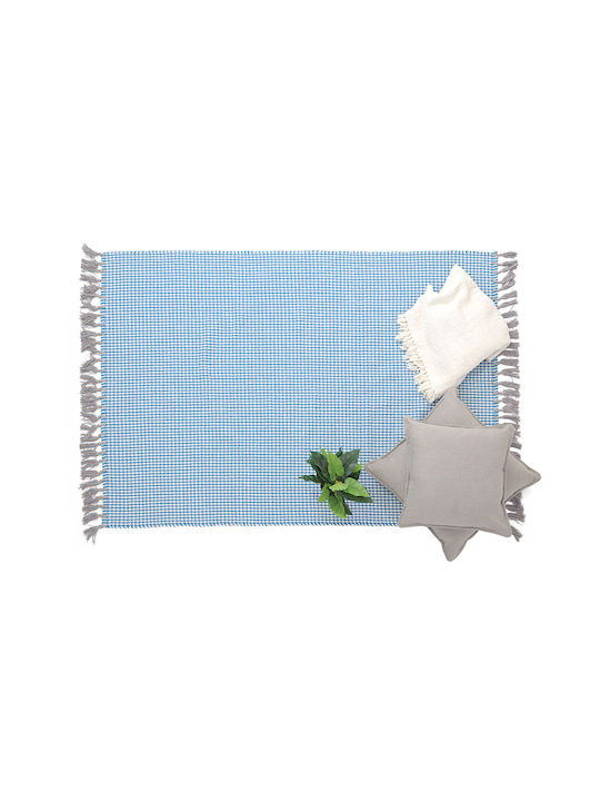 Royal Carpet Houndstooth Килим Правоъгълена Лятно време Памук с крошки Карибско море