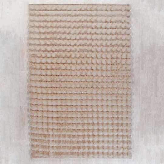 Tzikas Carpets Fuzzy 26164-060 Αντιολισθητικό Χαλί Ορθογώνιο Shaggy Γούνινο Εκρού 140x200cm