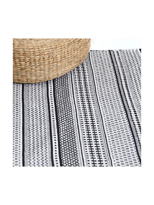 Royal Carpet Samaira Handmade Rug Rectangular Cotton with Fringes Black White