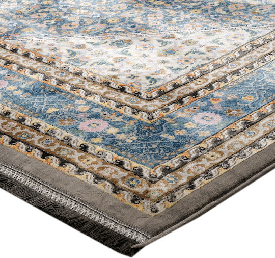 Tzikas Carpets Quares 32968-095 Teppich Rechteckig Synthetisch,Polyester/Cotton/Leather mit Fransen Gray