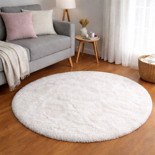 Ravelia Anti-slip Rug Round Furry Ecru