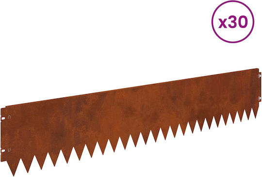 vidaXL Metal Garden Hedge in Brown Colour 20cm x 1.03m 30 Pieces