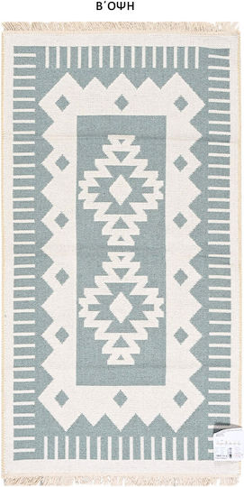 Polcarpet Aria Artkilim 101 Summer Cotton Runner Rug with Fringes Green 80x150cm