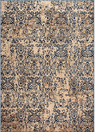 Madi 5896 Teppich Rechteckig Synthetisch,Polyester/Cotton/Leather Beige / Navy