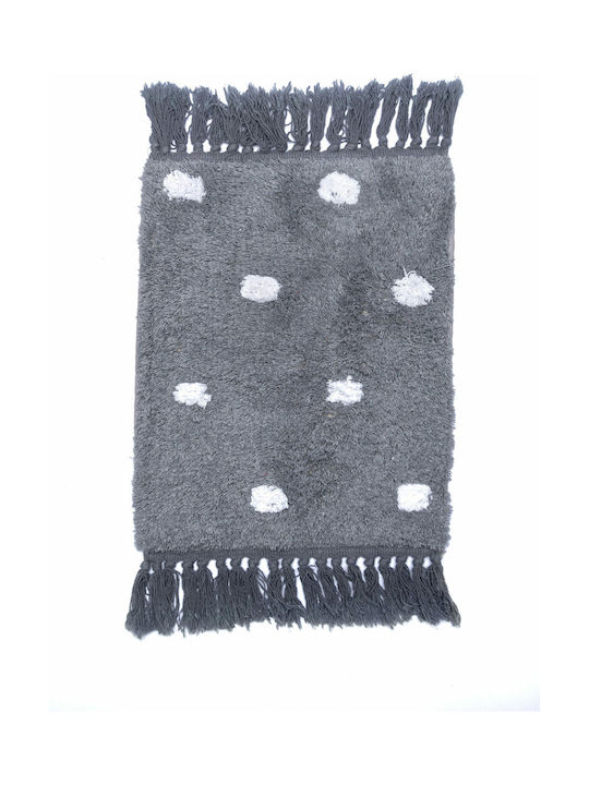 Palamaiki Dotto Rug Rectangular Summer Cotton with Fringes Grey
