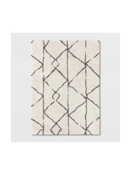 Saray Home Moroccan Eyelash Χαλί Ορθογώνιο Shaggy Ιβουάρ Μαύρο 154x154cm