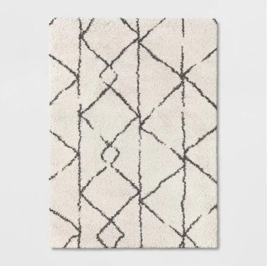 Saray Home Moroccan Eyelash Teppich Rechteckig Zottelig Synthetisch,Polyester/Cotton/Leather Ivory Black