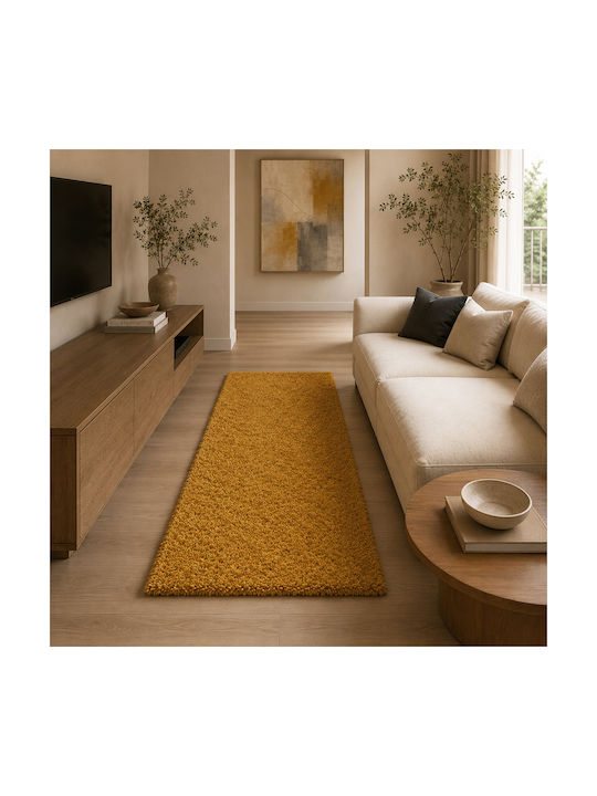 Noelia Living Room Rug Runner Shaggy Yellow 80x150cm