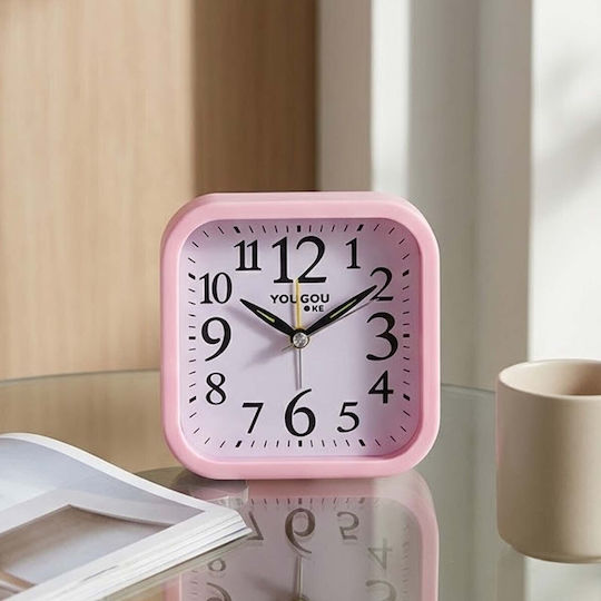 Avizar Analog Table Clock Bedroom Alarm Function Backlight Pink