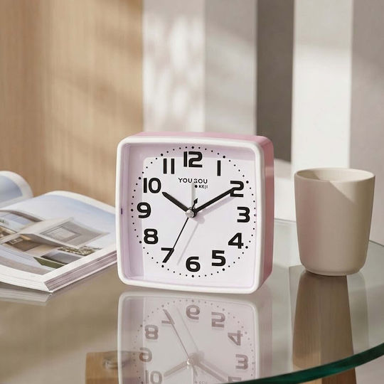 Avizar Table Clock Bedroom 13cm Clear Precise Time Display Pink
