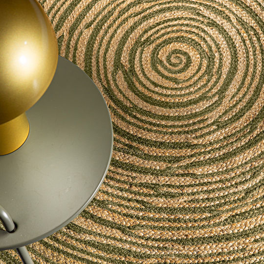Guy Laroche Floral Round Jute Rug Olive Φ110cm