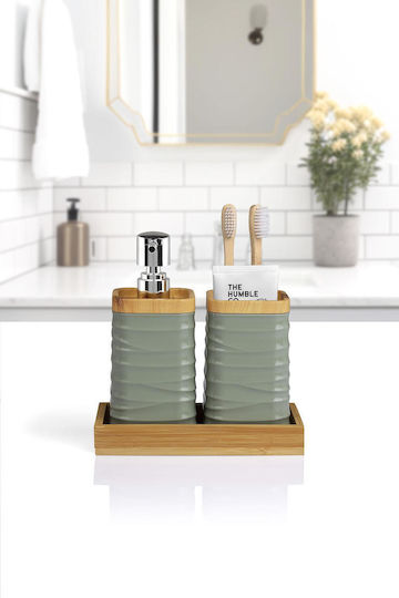 SteweHome Set Accesorii Baie Bambus Verde