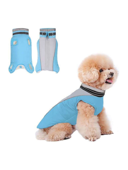 Dog Coat Fleece Waterproof Blue XLarge