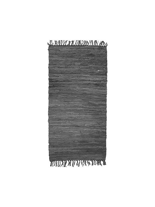 Chios Hellas Rug Fireplace Rectangular Leather with Fringes Gray