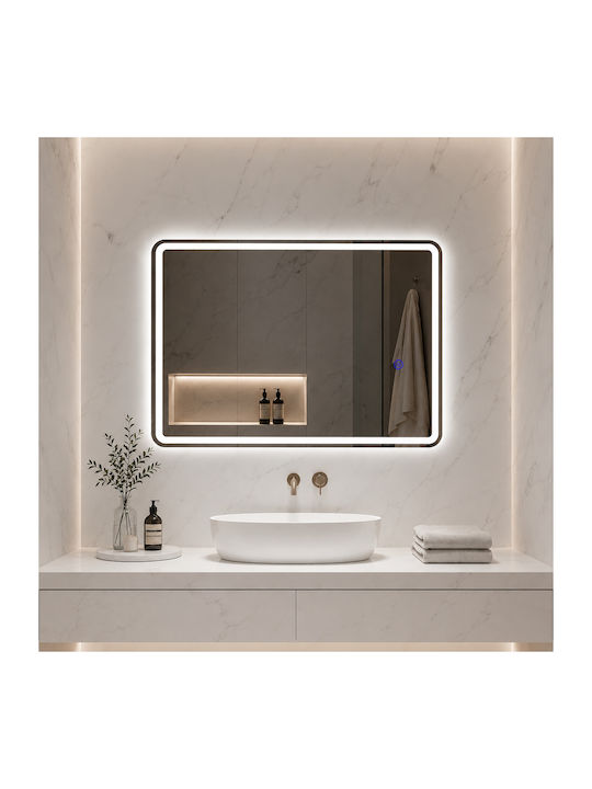 Futura Ορθογώνιος Καθρέπτης Μπάνιου Led Αφής 60x80cm με Αμμοβολή