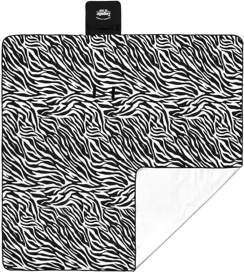Pătură Picnic Plajă Zagatto Alb Negru 200 X 200 Cm 6-8 Persoane Impermeabilă Confortabilă Izolație Termică Ușor De Curățat Curea Detașabilă Transport Zg974