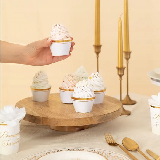 Muffin Cupcake Liners White Gold Communion Christening Wedding 6pcs