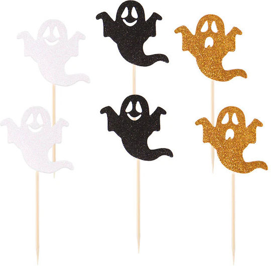 Ghost Glitter Cupcake Toppers 6pcs